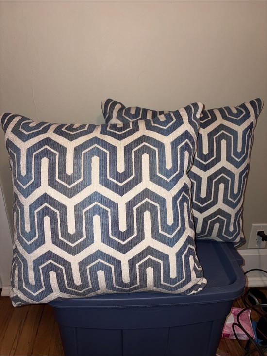 Jonathan Louis Other - Geometric Blue and Cream Accent Pillow Cover - Modern Pattern